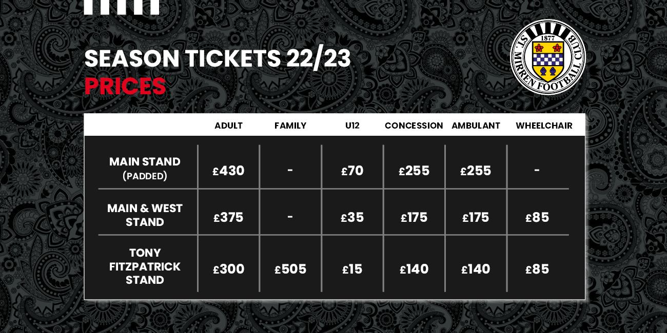 Get your 2022/23 season ticket now and be a part of #OurStMirren