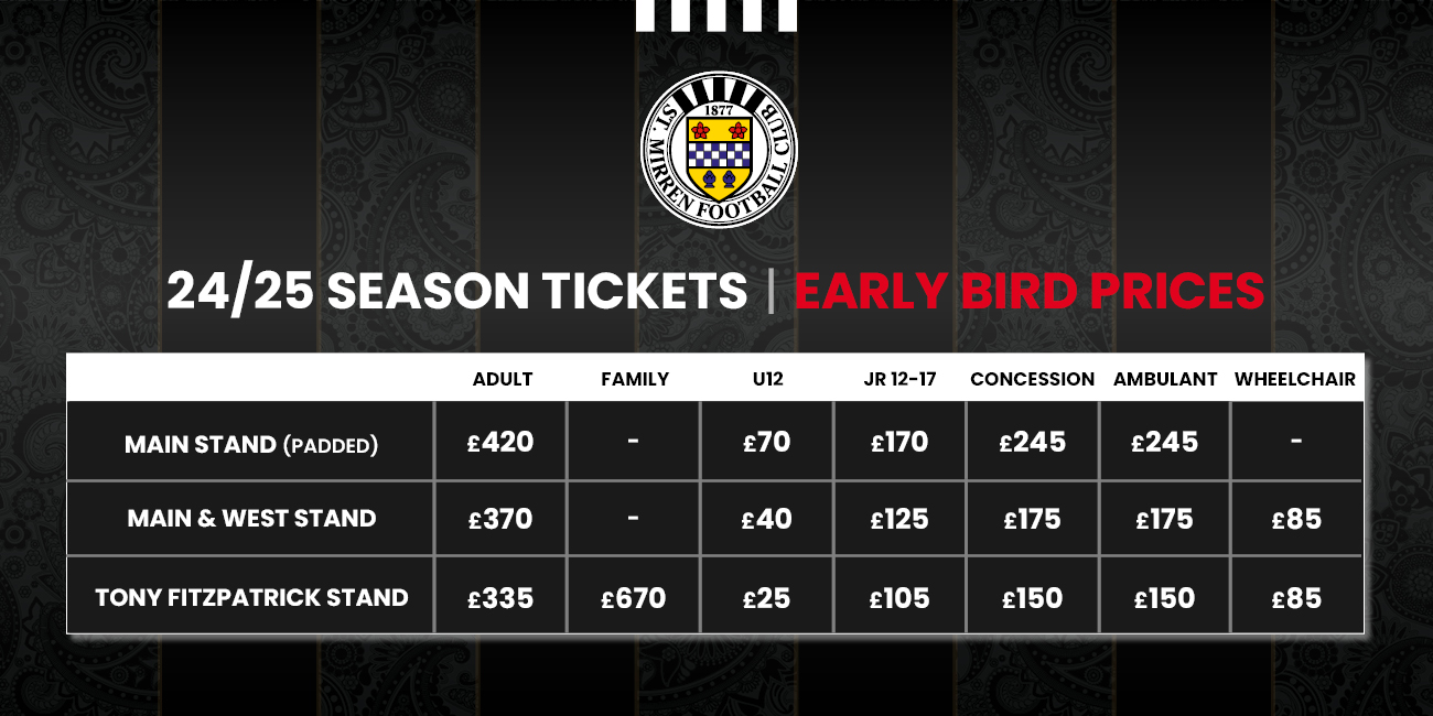 Early Bird Prices - 2024/25