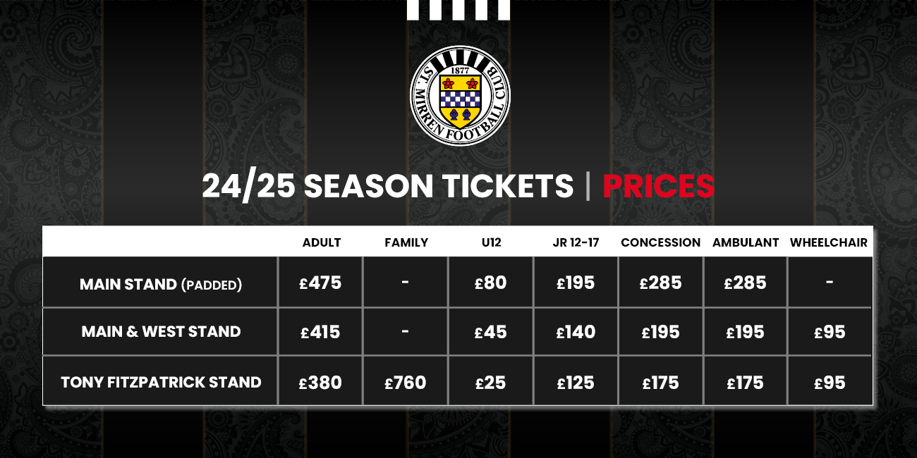 Full Pricing | 2024/25 Season Tickets