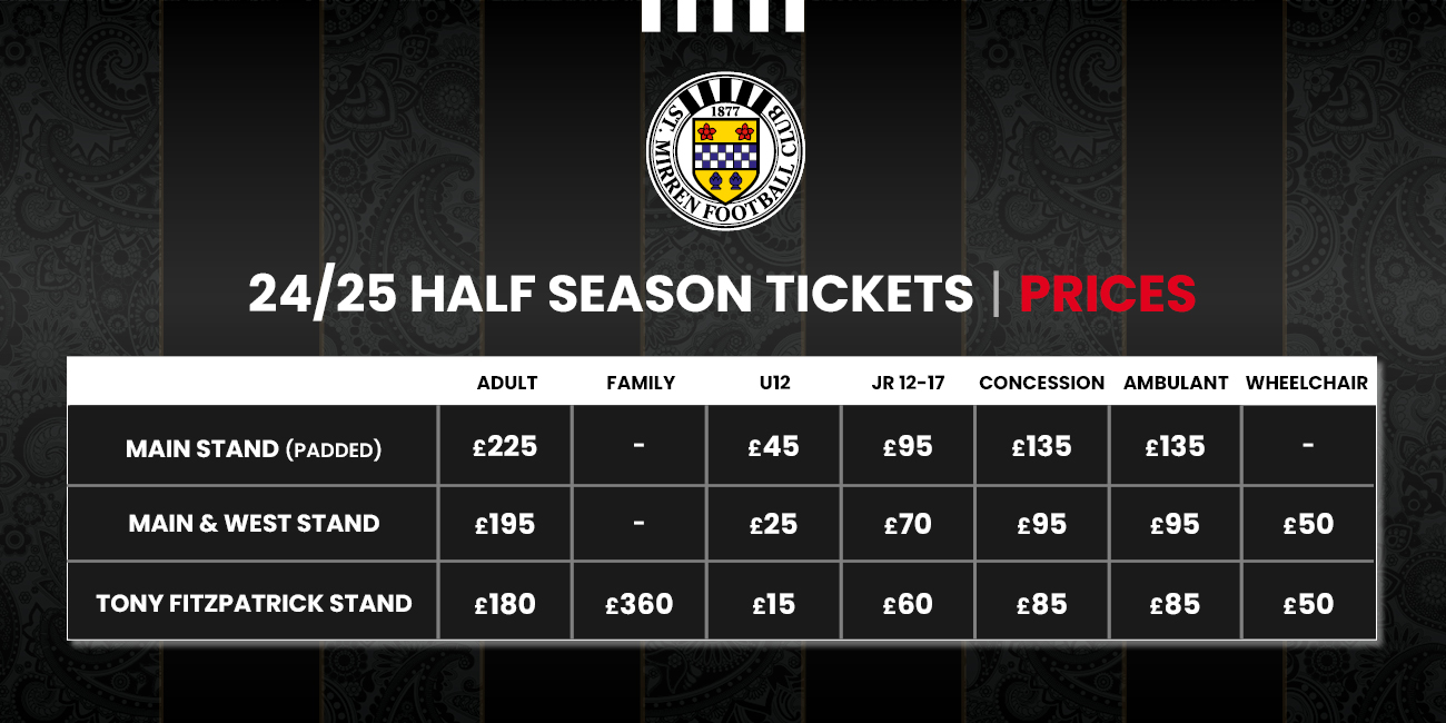 Half Season Ticket Prices