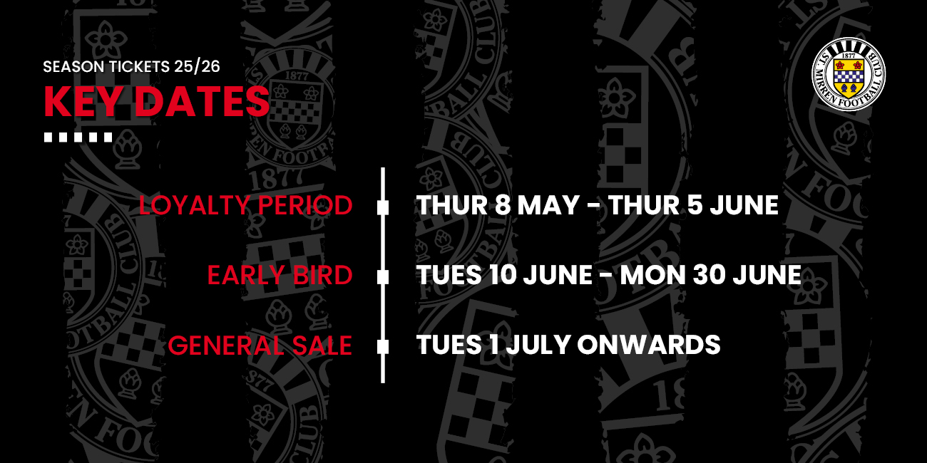 Key Dates for Season Tickets 2025/26