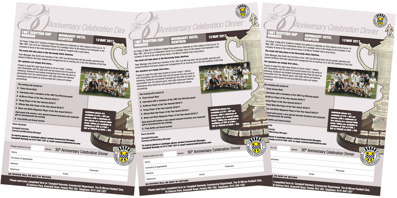 Scottish Cup 30th Anniversary Celebration Dinner