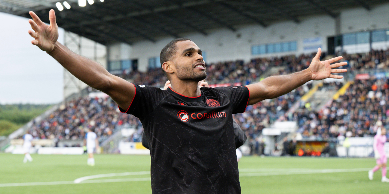 Mikael Mandron celebrates goal against Falkirk (Image: Paul Byars)