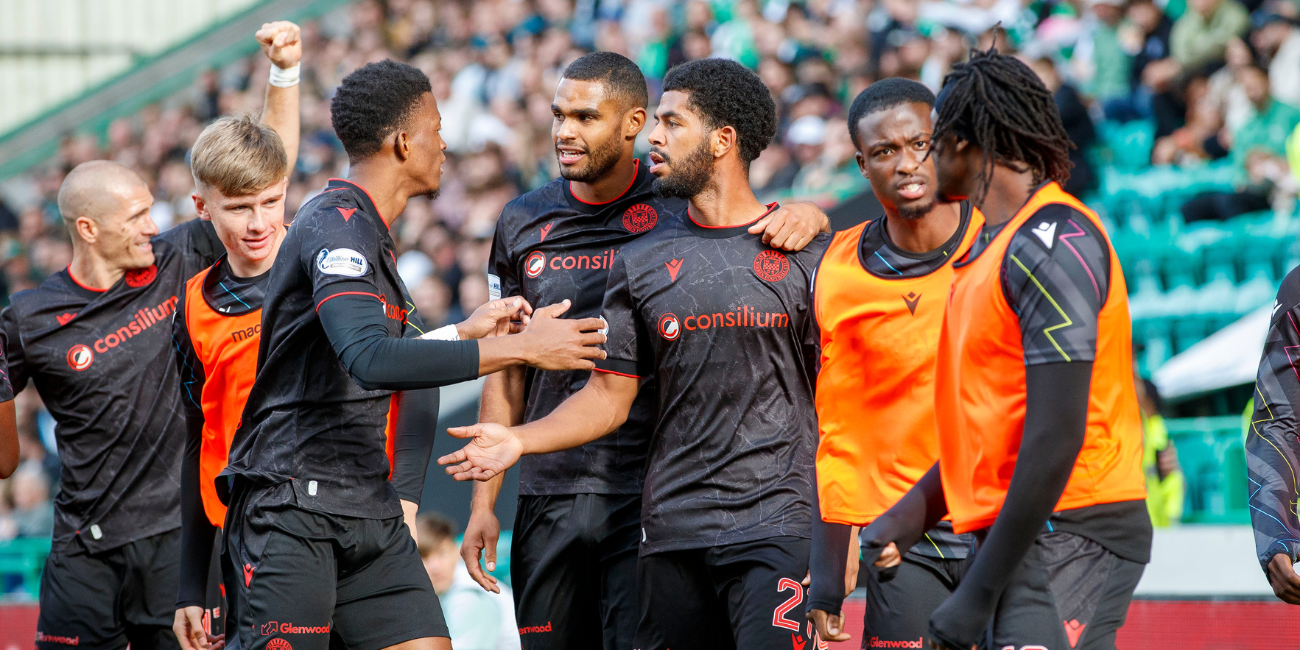 Miguel Freckleton celebrates goal against Hibernian