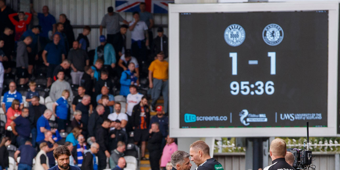 The scoreboard at The SMiSA Stadium
