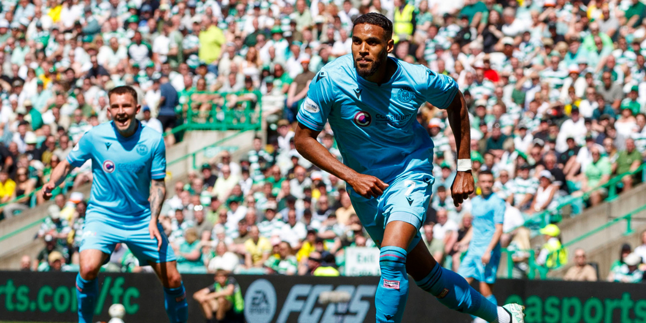 Jonah Ayunga celebrates against Celtic