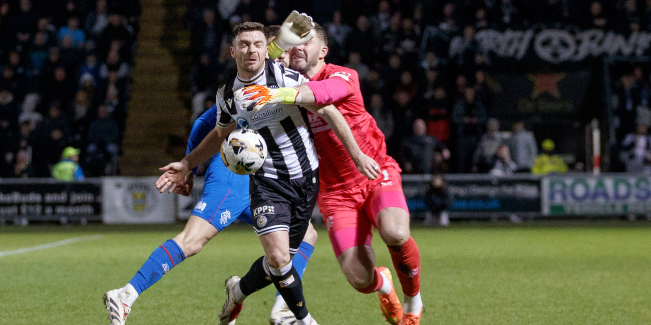 Jack Butland fouls Greg Kiltie (Image: Allan Picken)