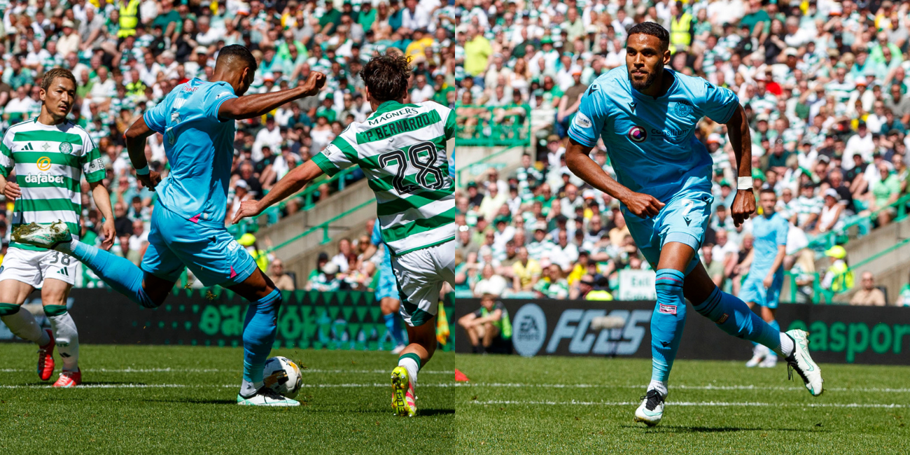 Jonah Ayunga scores against Celtic