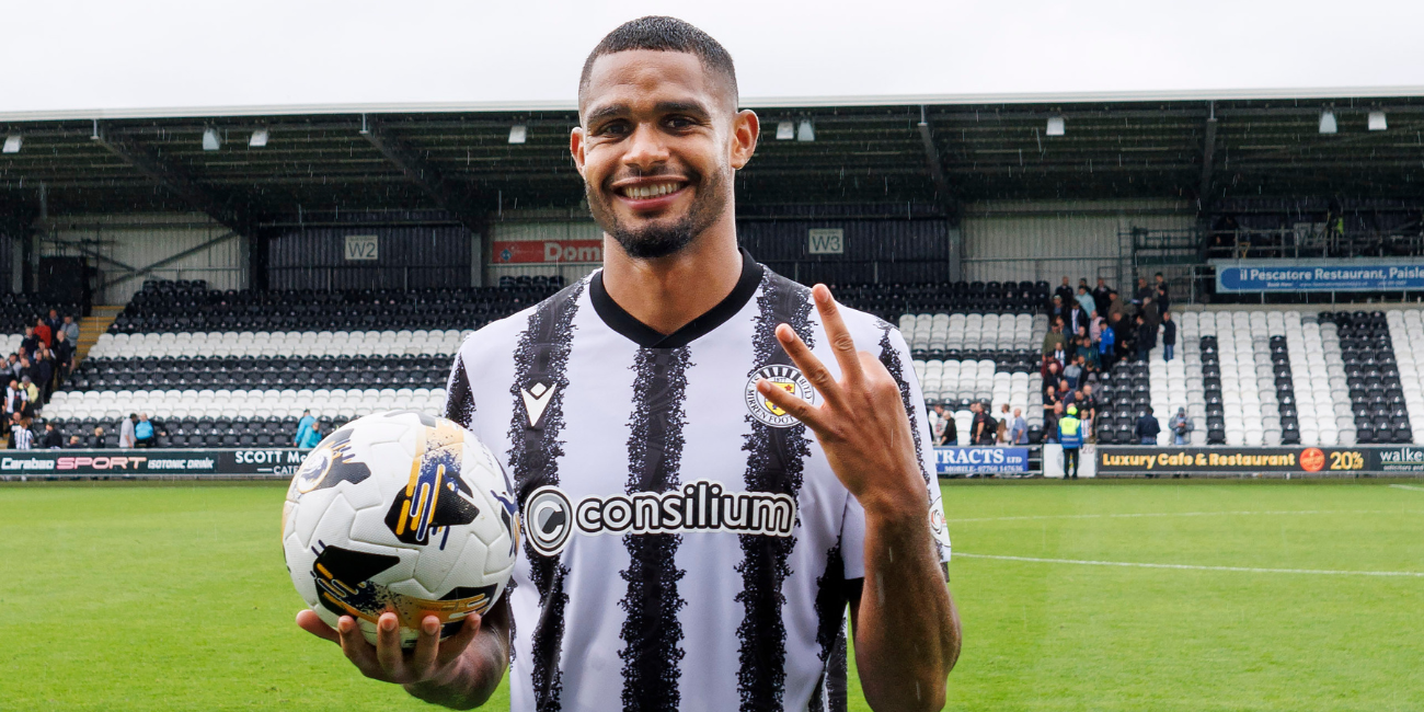 Mikael Mandron celebrates hat-trick with matchball (Image: Allan Picken)