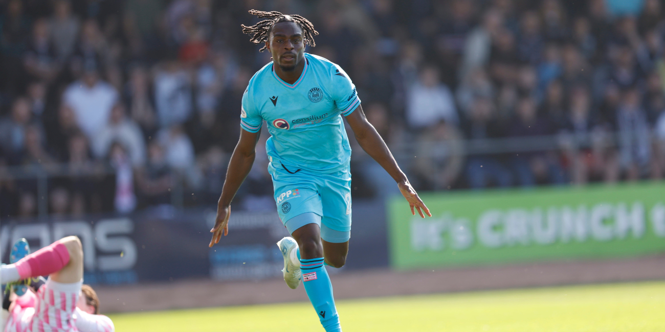 Toyosi Olusanya celebrates after giving us the lead against Dundee earlier in the season (Image: Craig Brown)