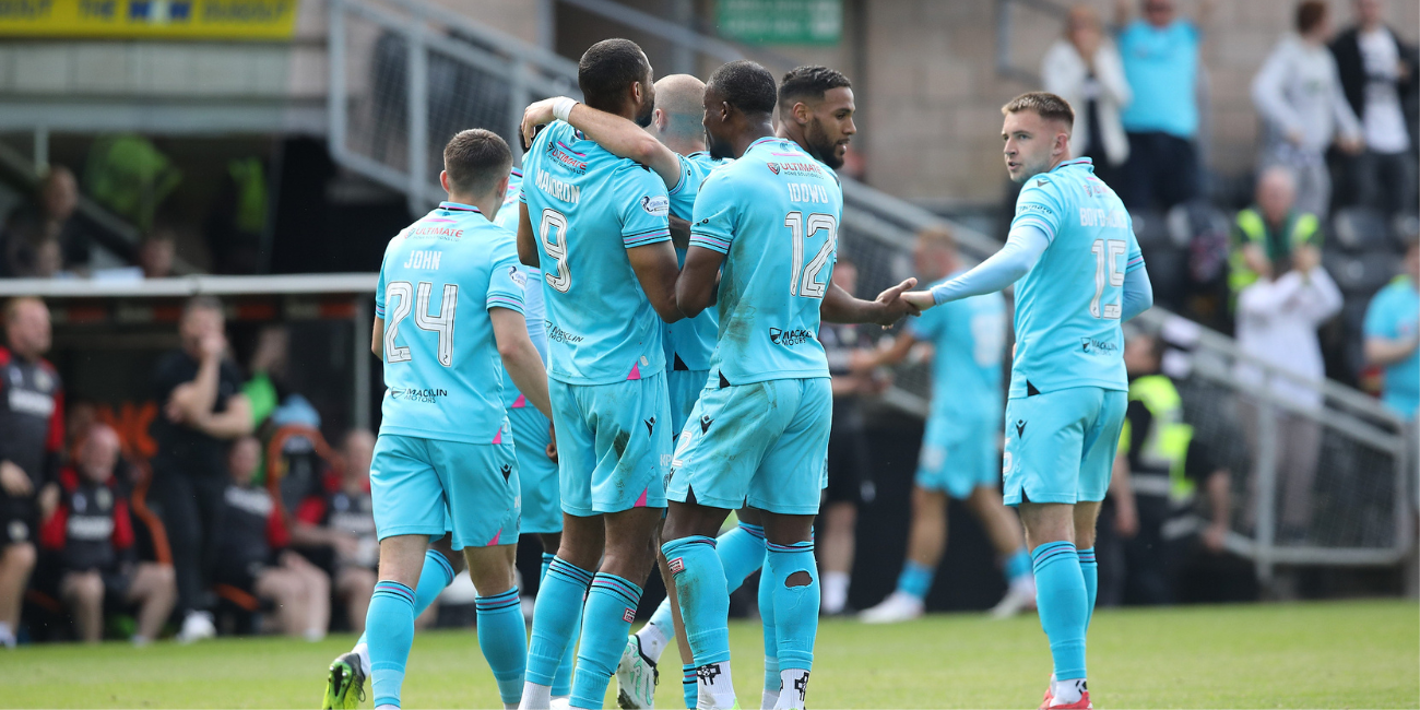 Saints celebrate Mikael Mandron's opener (Image: John Millar)